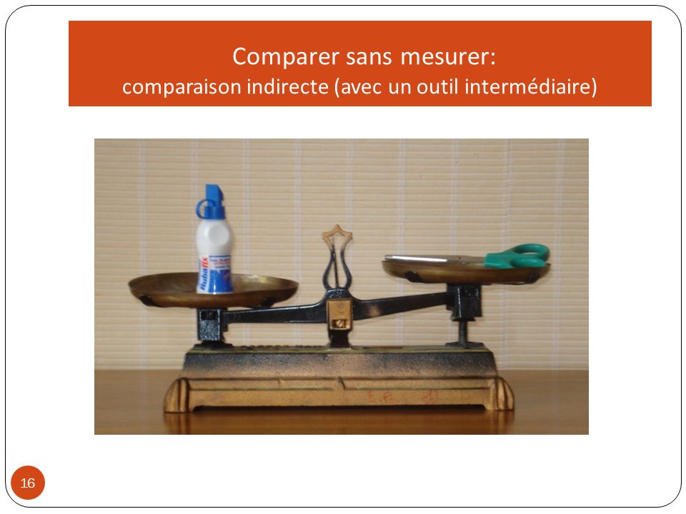 Comparer sans mesurer: comparaison indirecte (avec un outil intermédiaire)