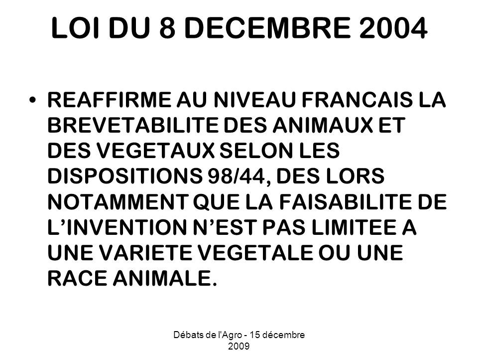 Débats de l Agro - 15 décembre 2009