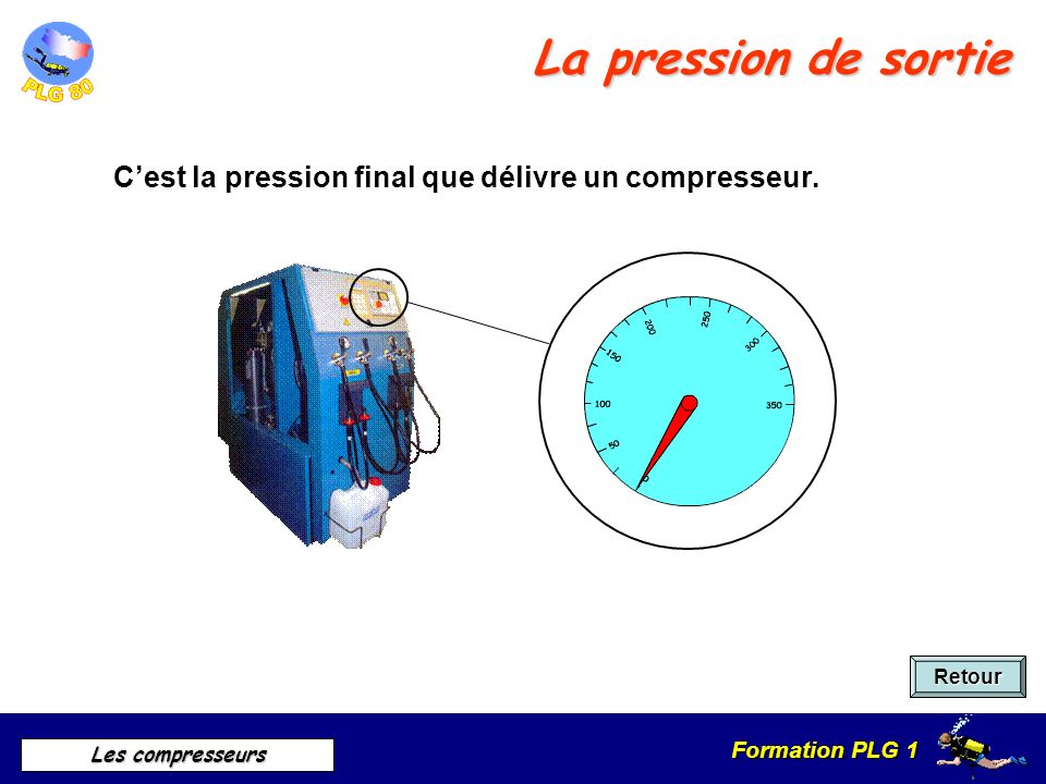 La pression de sortie C’est la pression final que délivre un compresseur. Retour