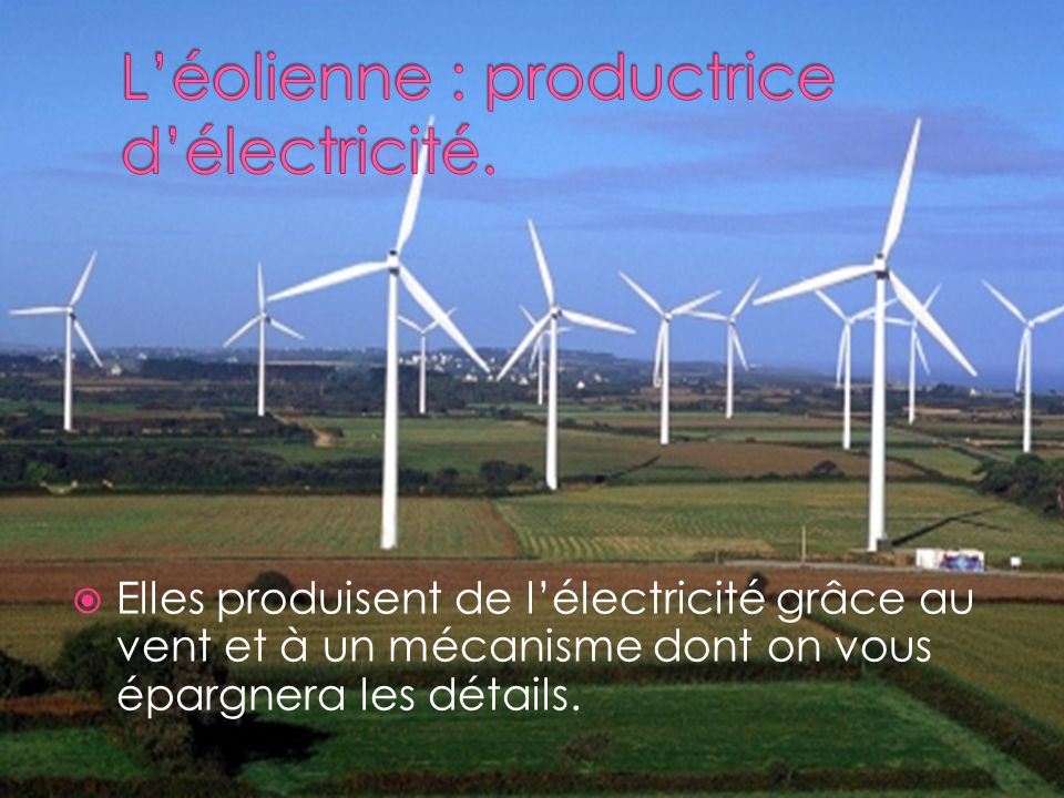 L’éolienne : productrice d’électricité.