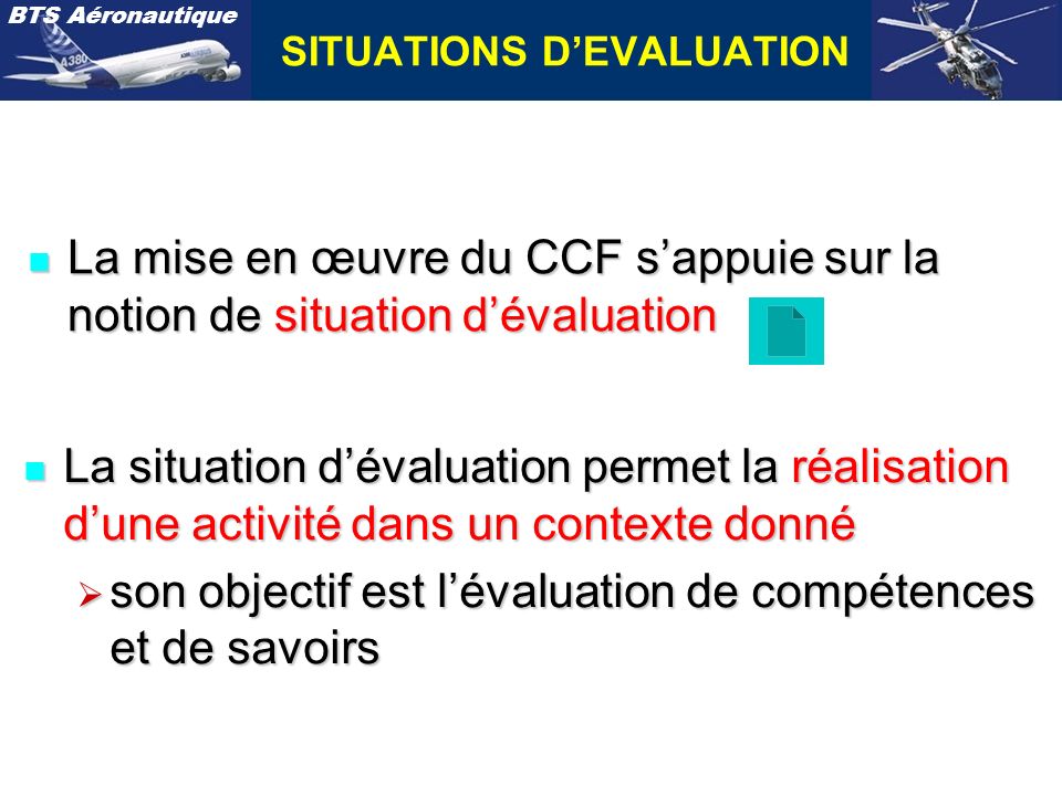 SITUATIONS D’EVALUATION