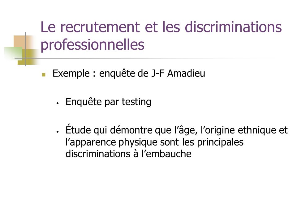 Le recrutement et les discriminations professionnelles