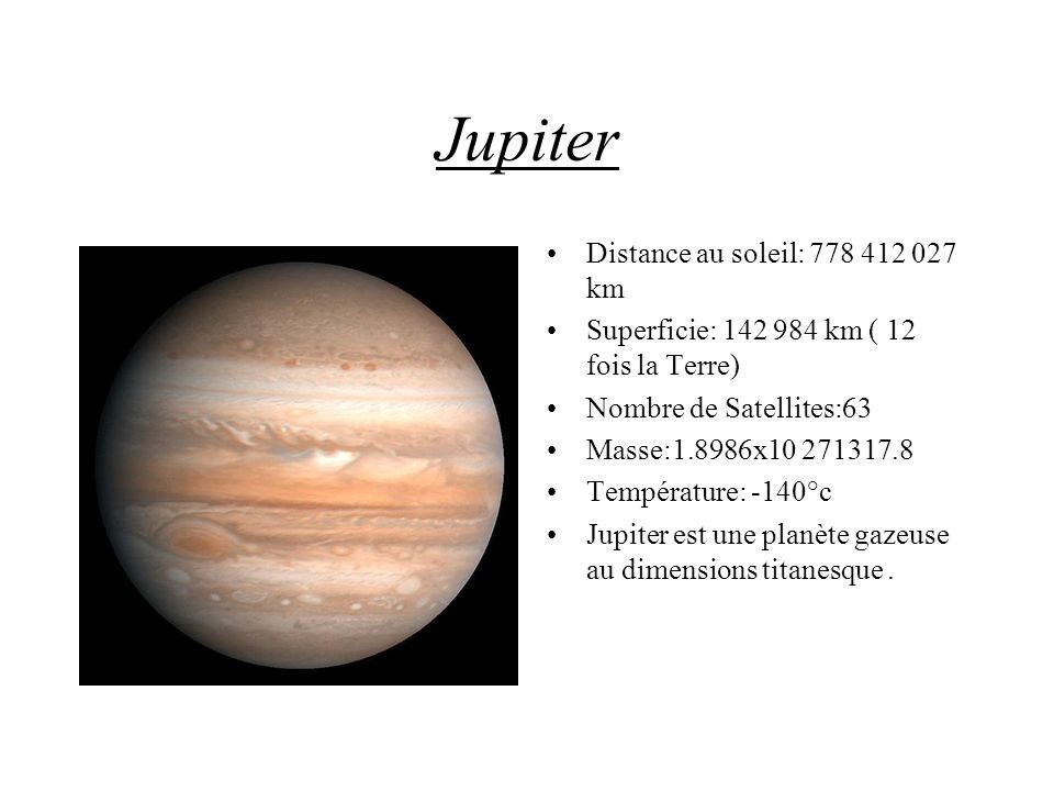 Jupiter Distance au soleil: km