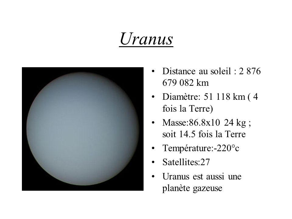 Uranus Distance au soleil : km