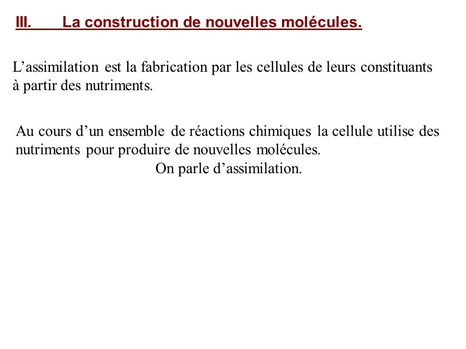 III. La construction de nouvelles molécules.