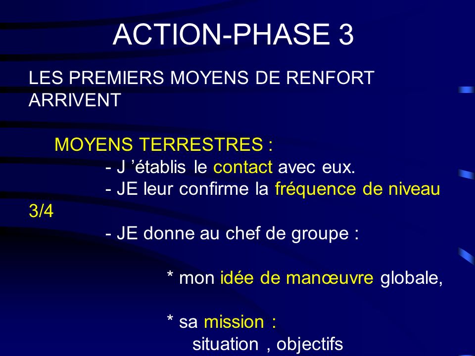 ACTION-PHASE 3 LES PREMIERS MOYENS DE RENFORT ARRIVENT