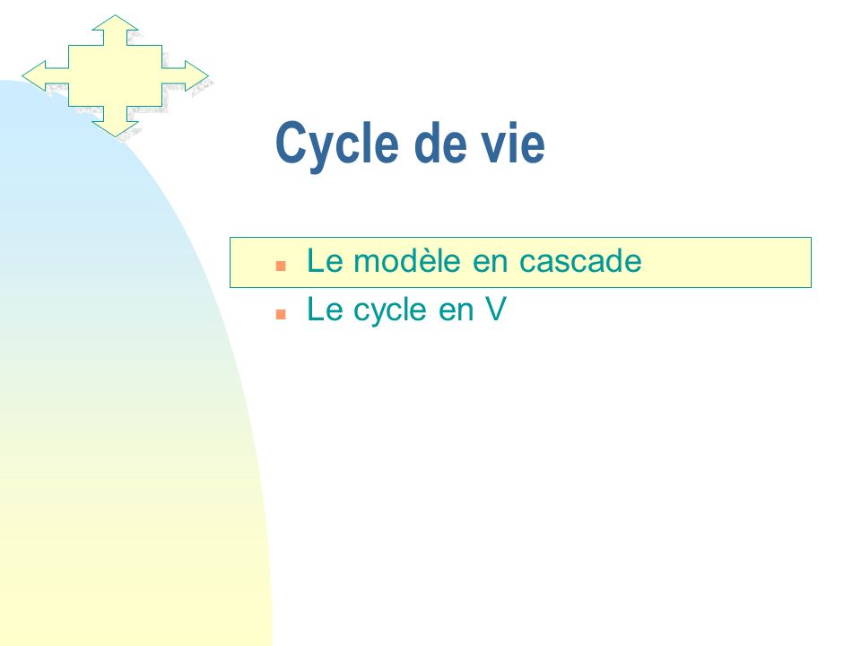 Cycle de vie Le modèle en cascade Le cycle en V