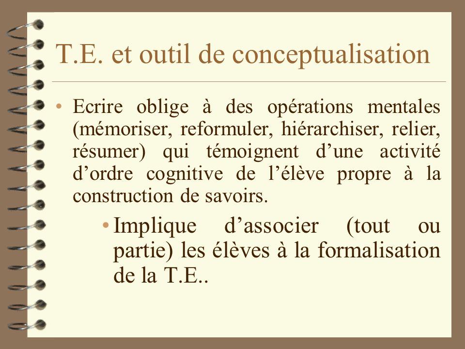T.E. et outil de conceptualisation