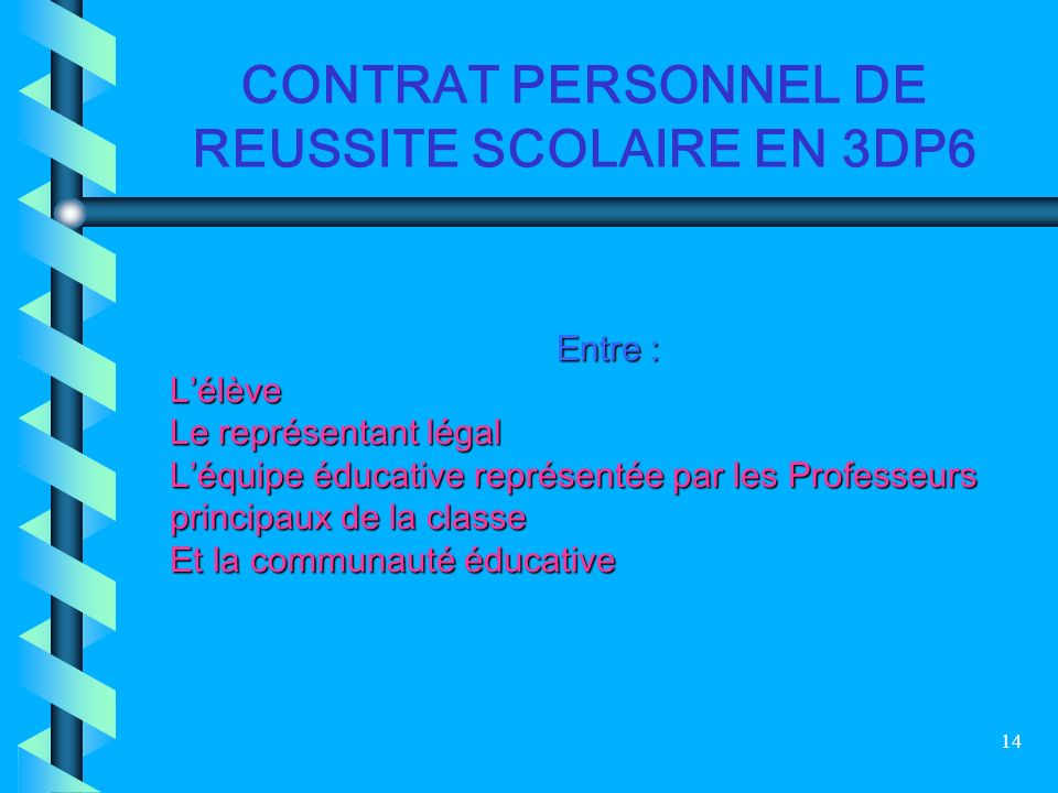 CONTRAT PERSONNEL DE REUSSITE SCOLAIRE EN 3DP6