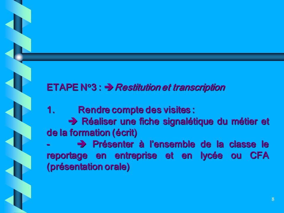 ETAPE N°3 : Restitution et transcription