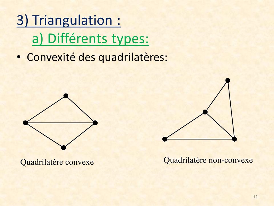 3) Triangulation : a) Différents types: