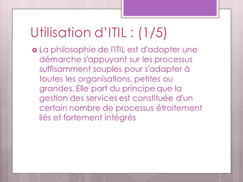 Utilisation d’ITIL : (1/5)