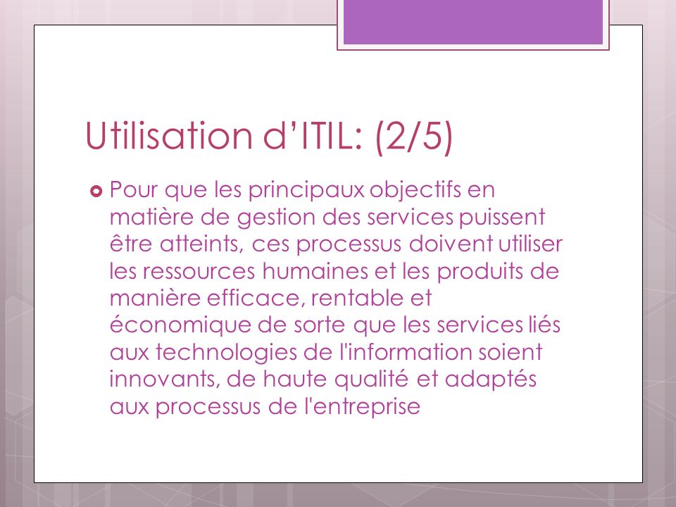 Utilisation d’ITIL: (2/5)