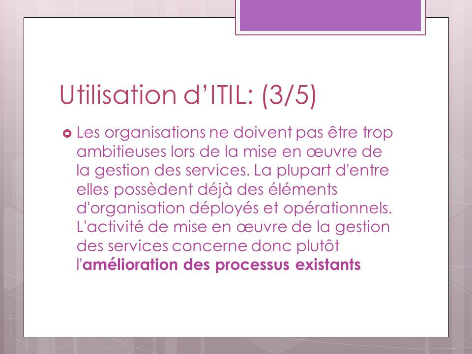 Utilisation d’ITIL: (3/5)