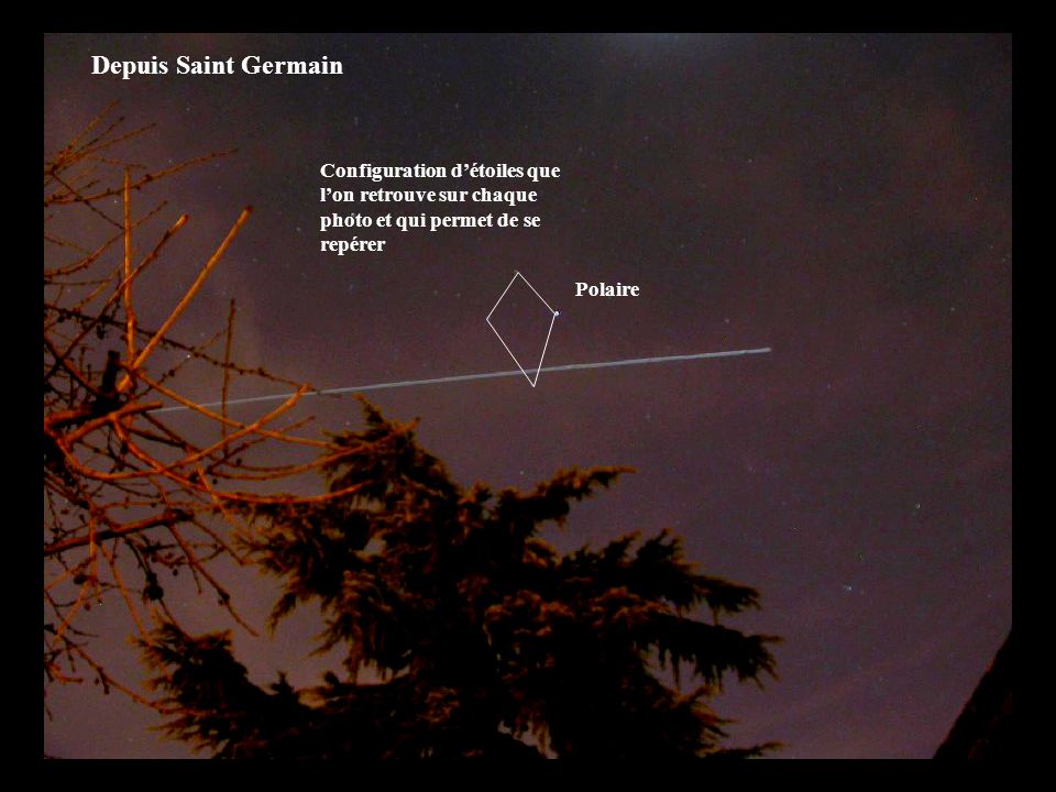 Depuis Saint Germain Configuration d’étoiles que l’on retrouve sur chaque photo et qui permet de se repérer.