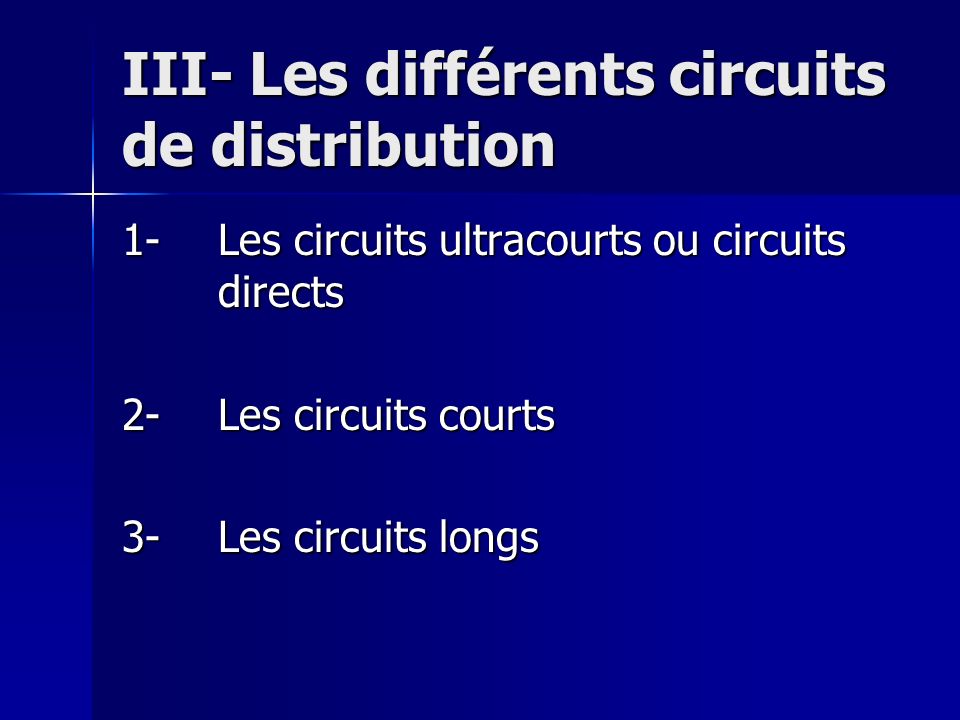 III- Les différents circuits de distribution