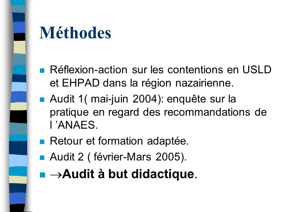 Méthodes Audit à but didactique.