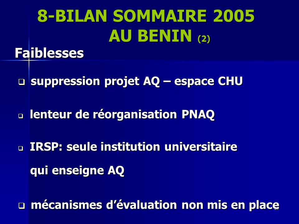 8-BILAN SOMMAIRE 2005 AU BENIN (2)