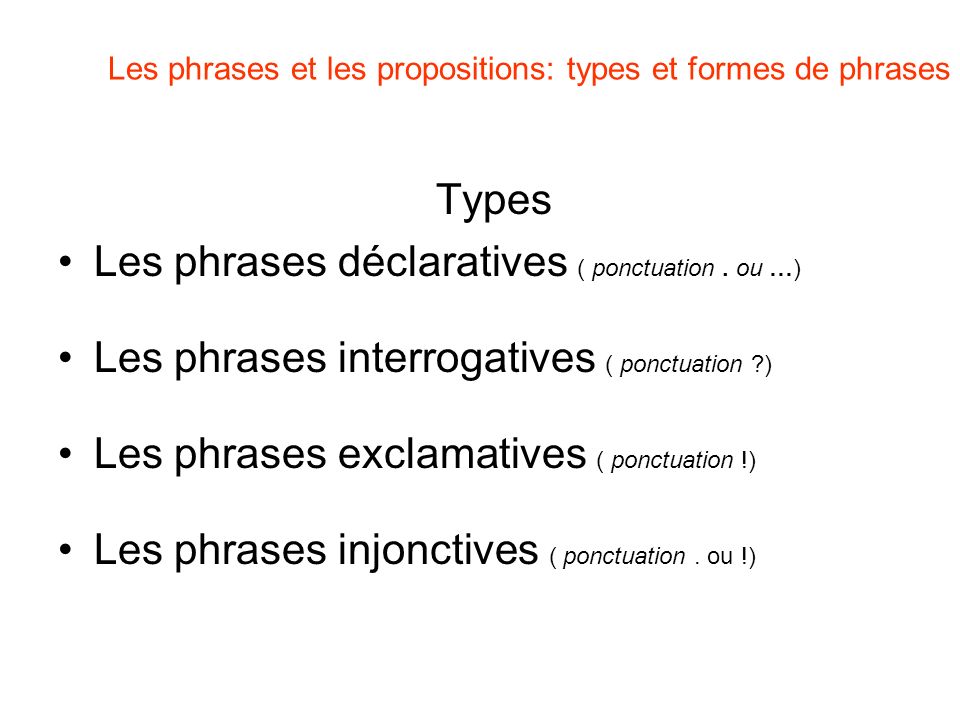 Les phrases et les propositions: types et formes de phrases