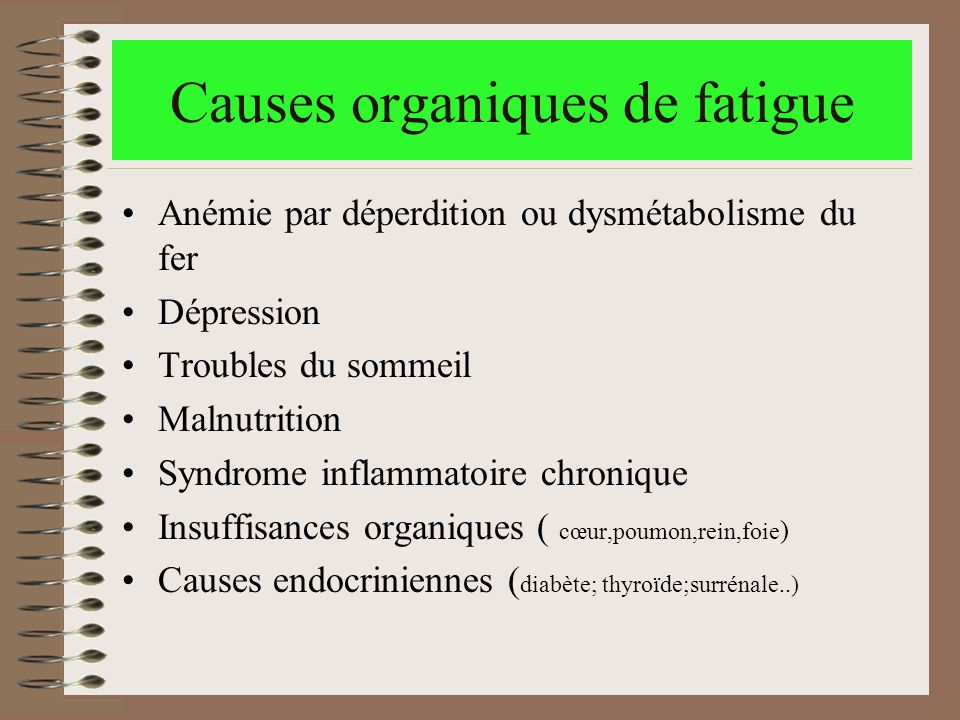 Causes organiques de fatigue