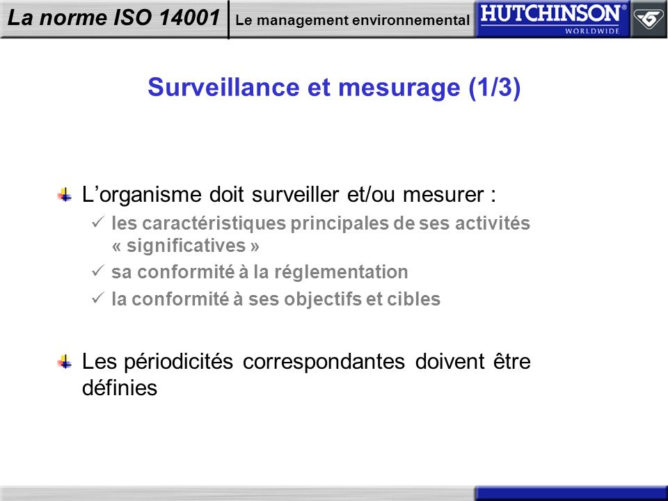 Surveillance et mesurage (1/3)