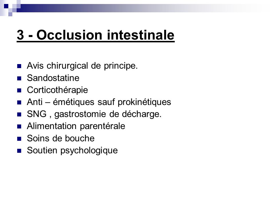 3 - Occlusion intestinale