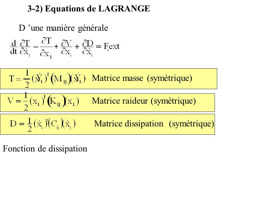 3-2) Equations de LAGRANGE