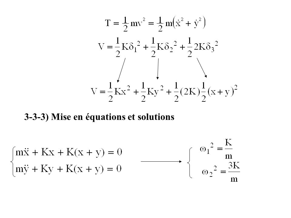 3-3-3) Mise en équations et solutions