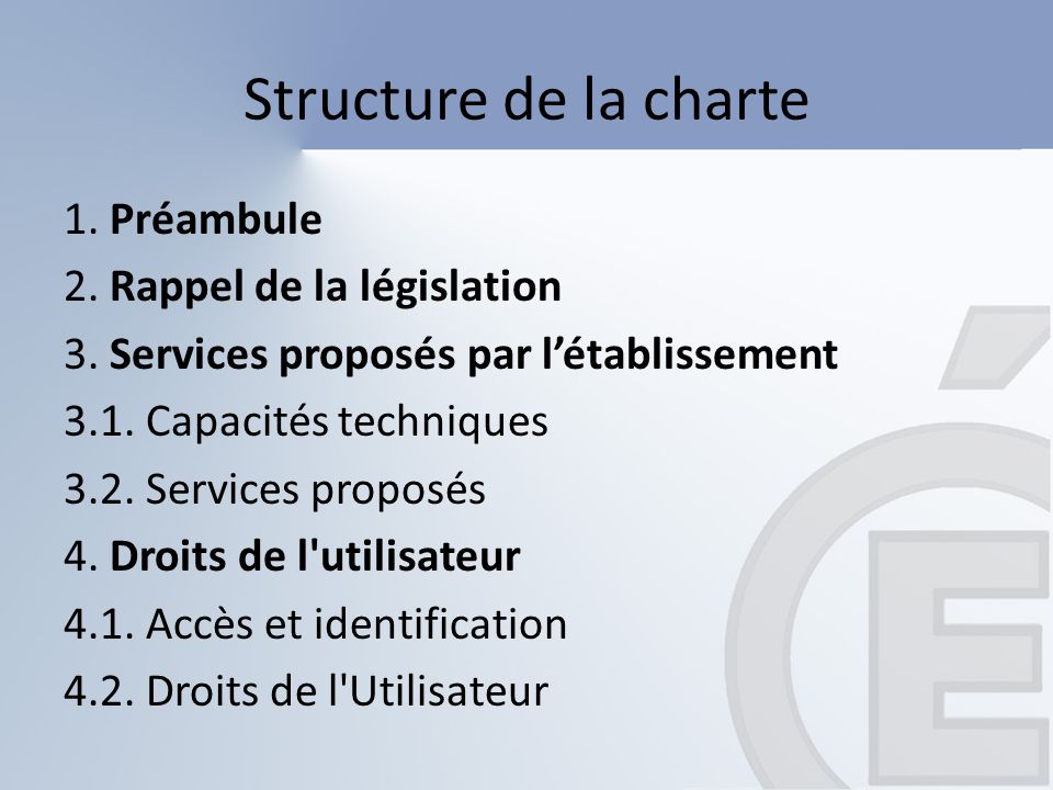 Structure de la charte