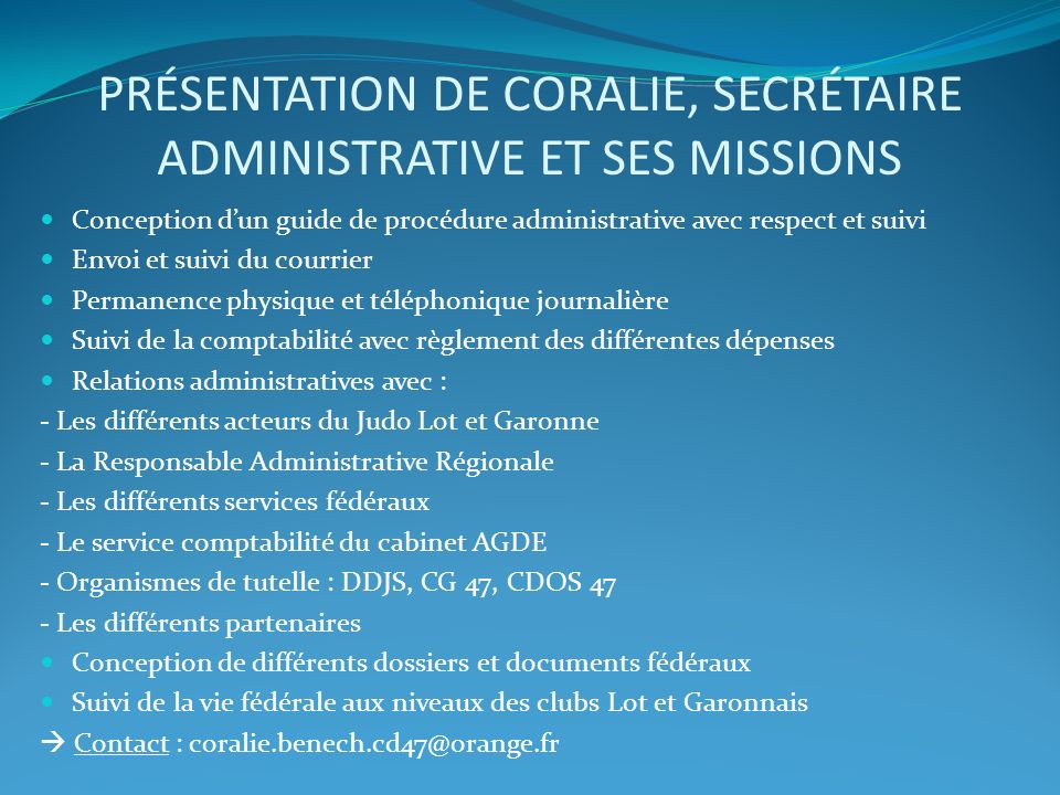 Présentation de Coralie, secrétaire administrative et ses missions