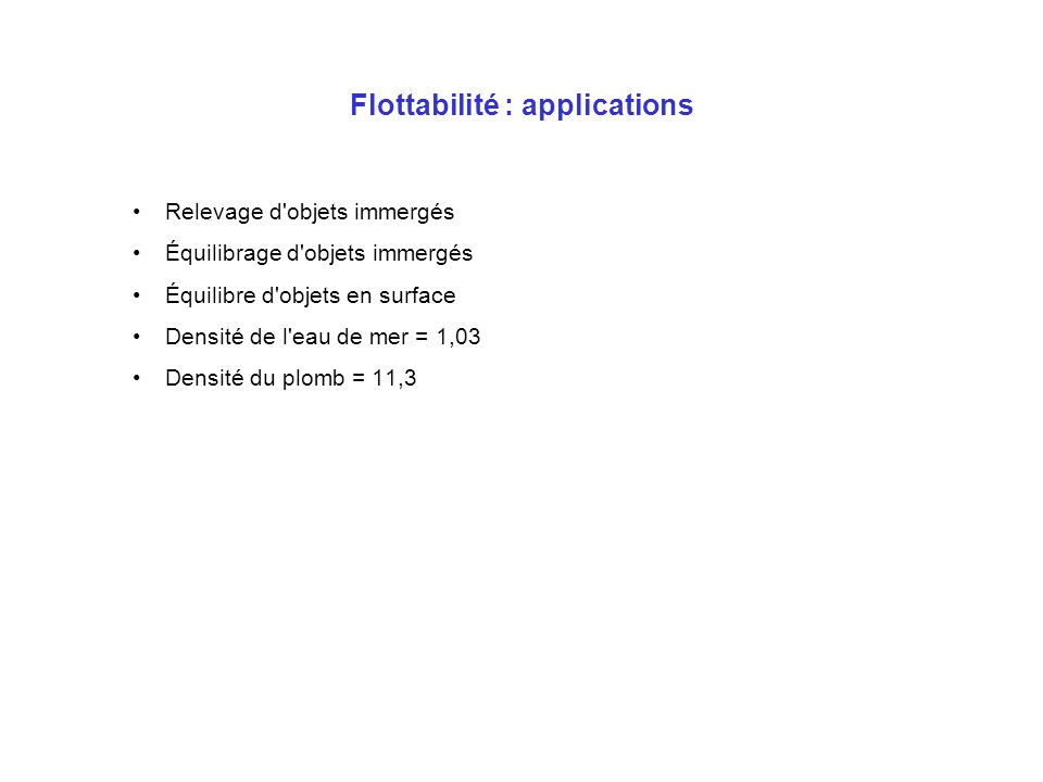 Flottabilité : applications