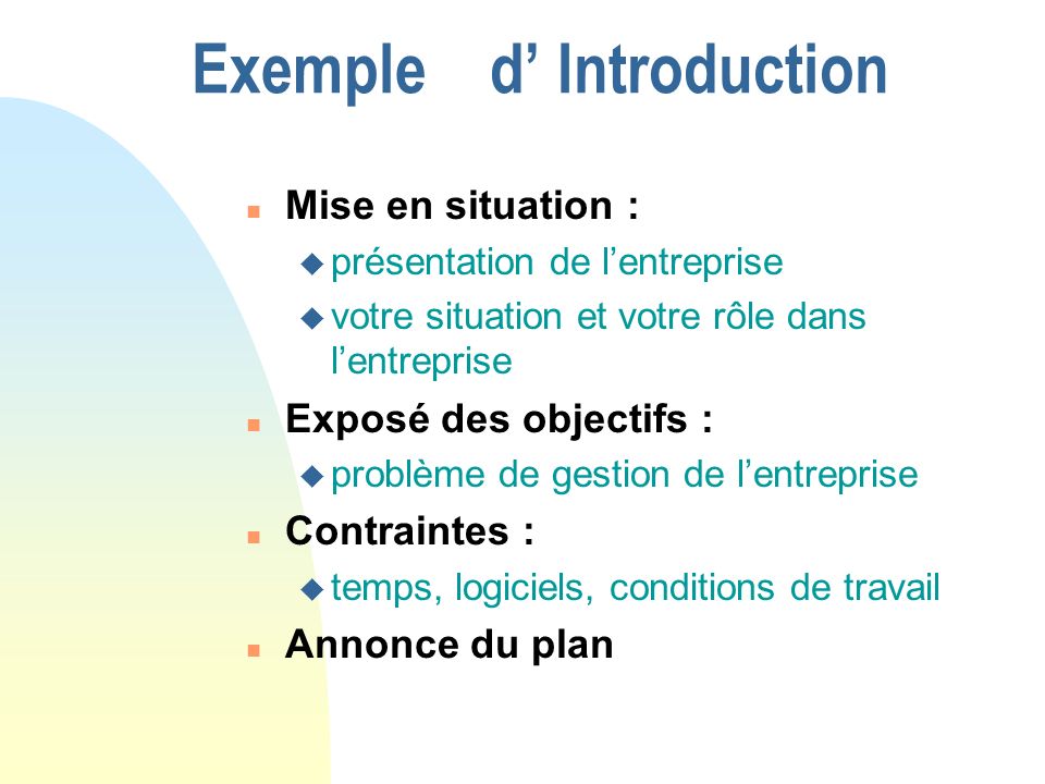 Exemple d’ Introduction