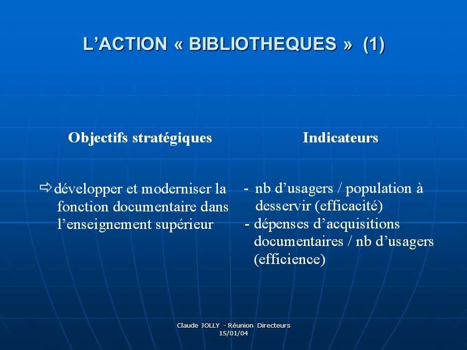 L’ACTION « BIBLIOTHEQUES » (1)