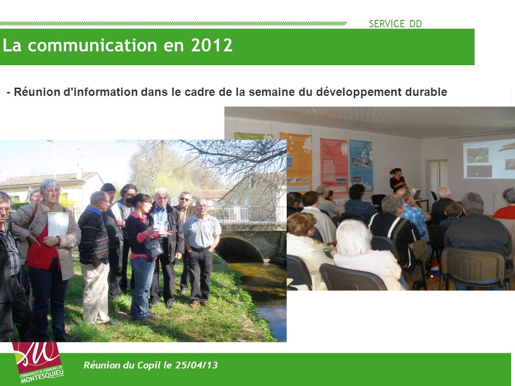 SERVICE DD La communication en Réunion d information dans le cadre de la semaine du développement durable.