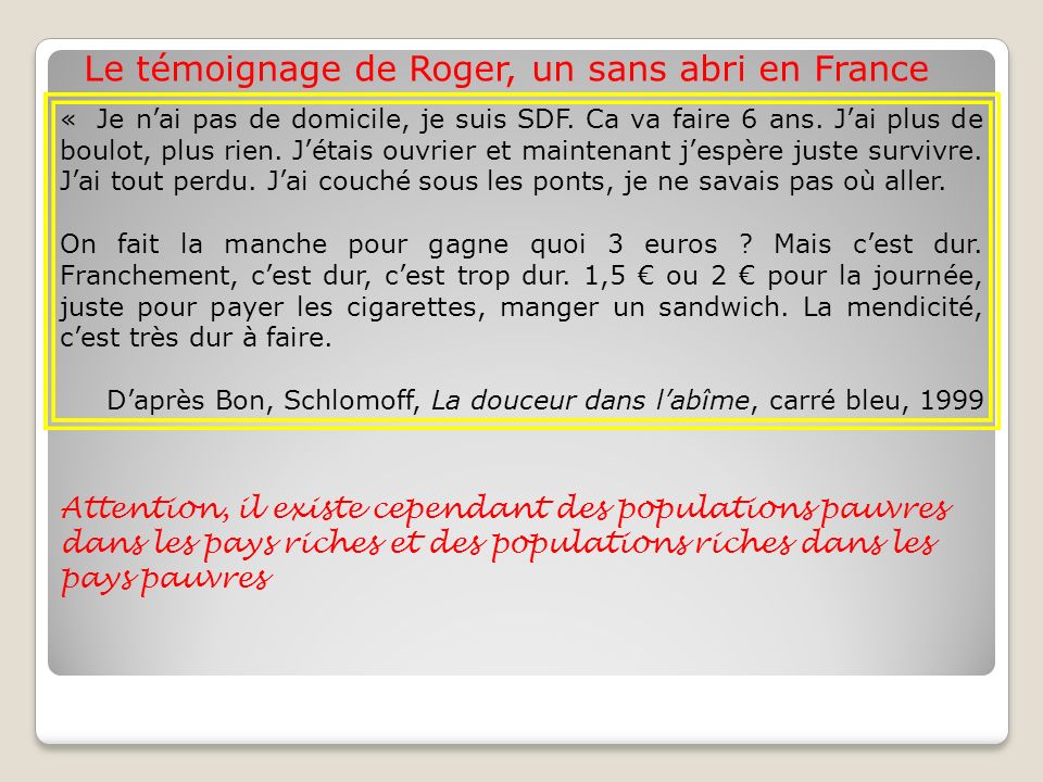Le témoignage de Roger, un sans abri en France