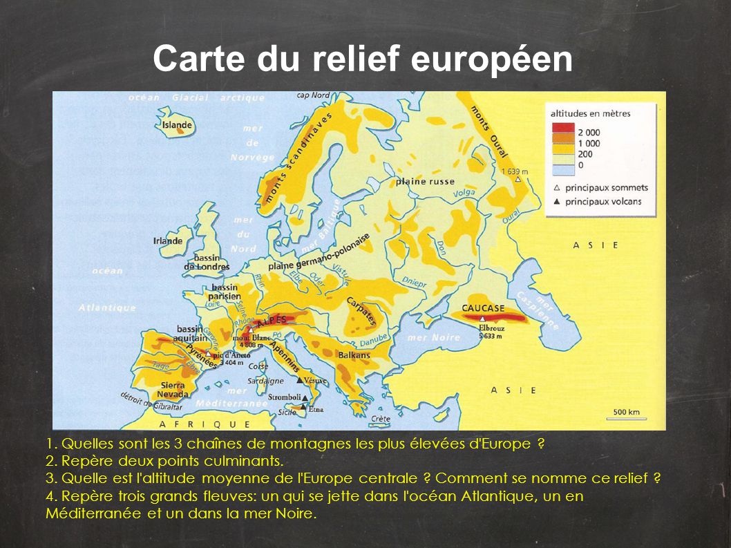 Carte du relief européen
