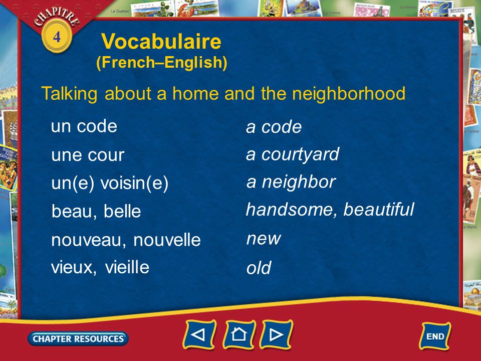 Vocabulaire Talking about a home and the neighborhood un code a code