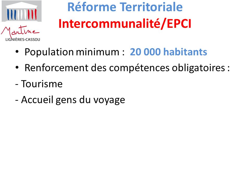 Réforme Territoriale Intercommunalité/EPCI