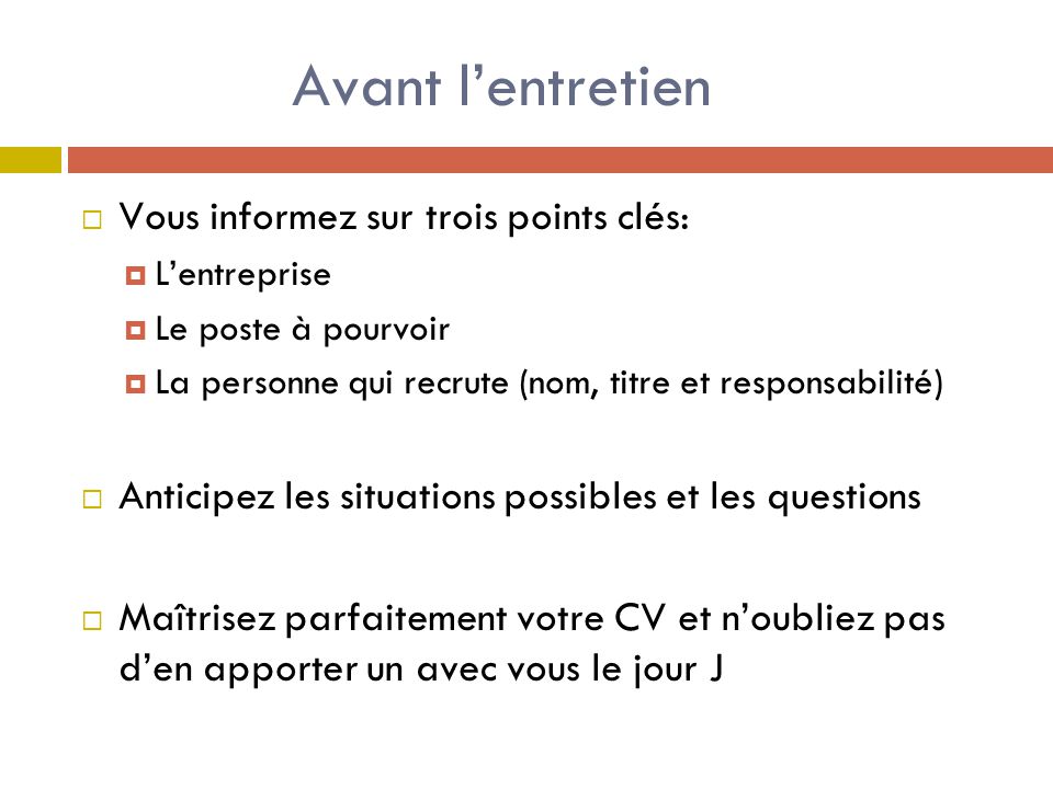 presentation en francais pour un entretien exemple