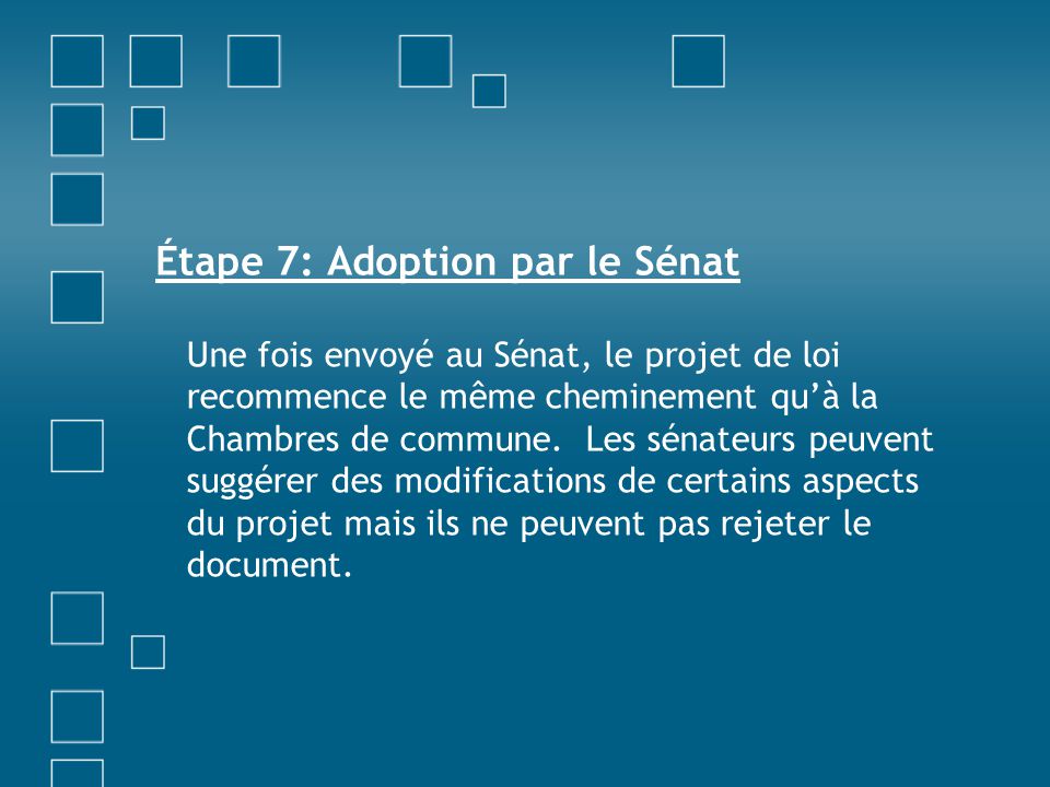 Étape 7: Adoption par le Sénat