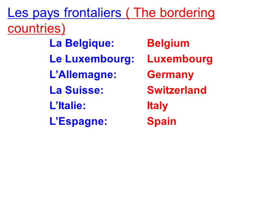 Les pays frontaliers ( The bordering countries)) 34