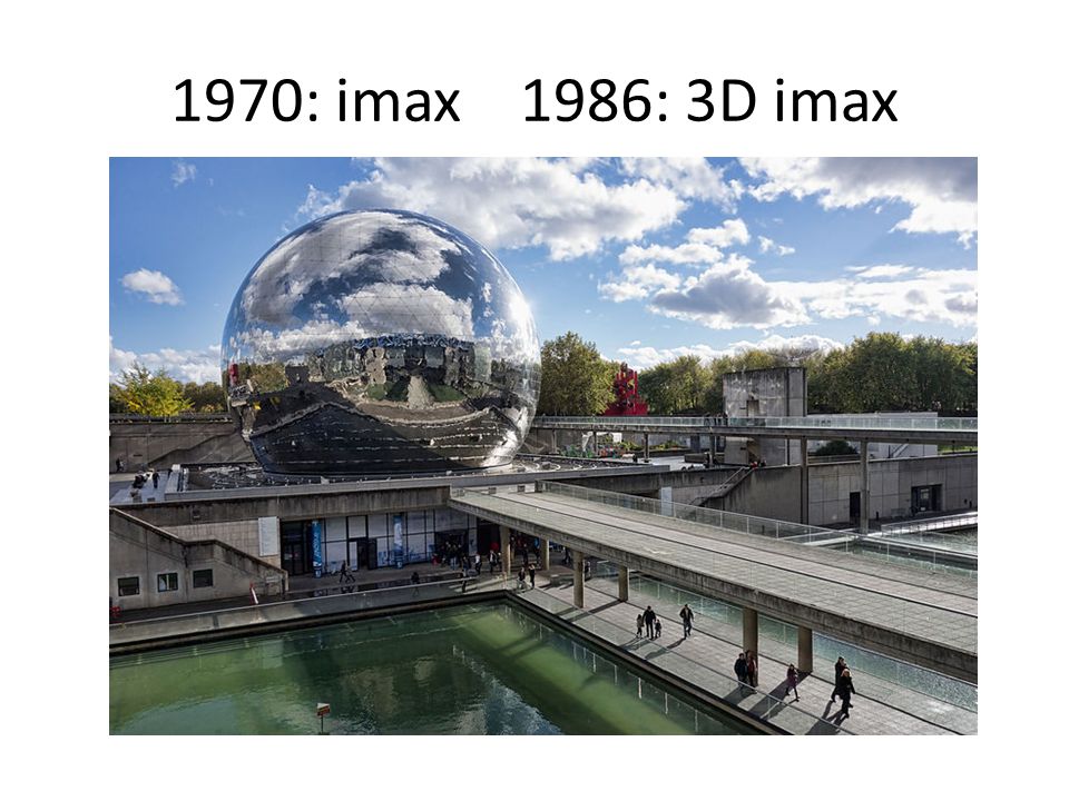 1970: imax 1986: 3D imax Le cinéma en relief existe depuis le début du Xxe. Il s’est peu développé commercialement.