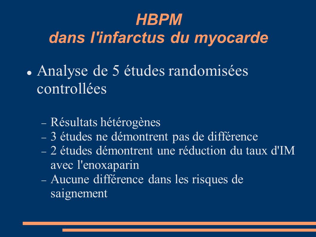 HBPM dans l infarctus du myocarde