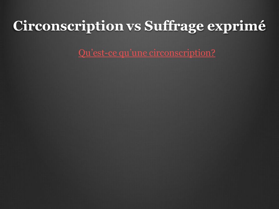 Circonscription vs Suffrage exprimé