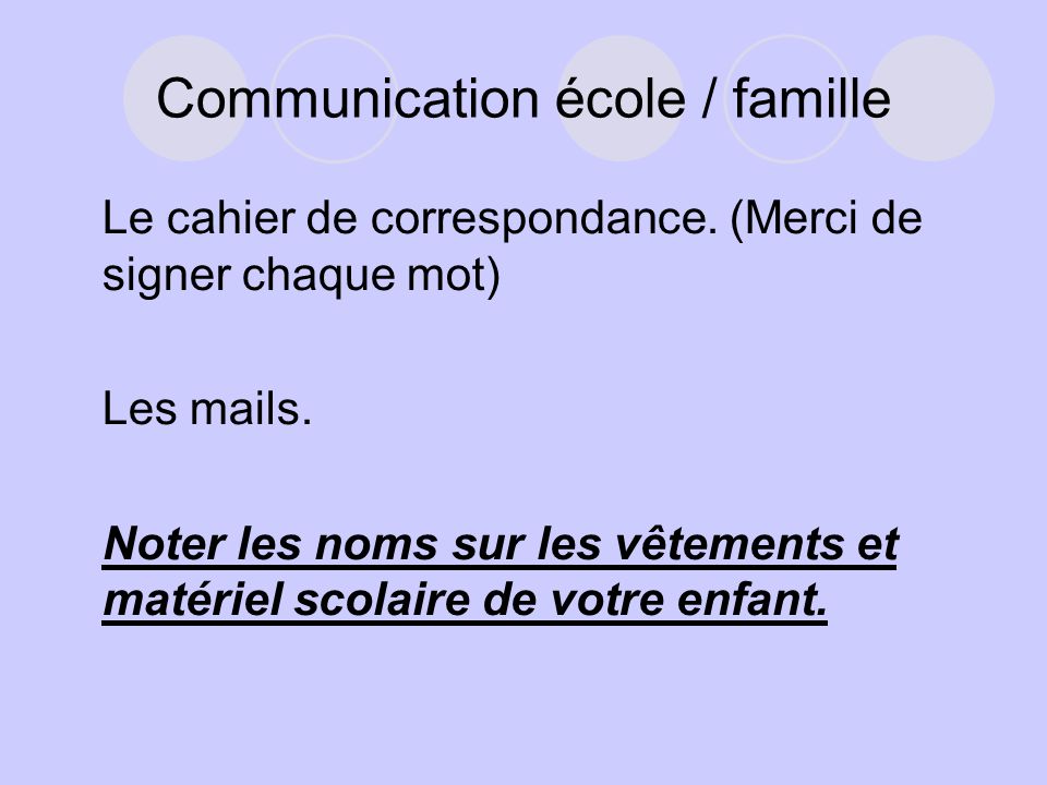 Communication école / famille
