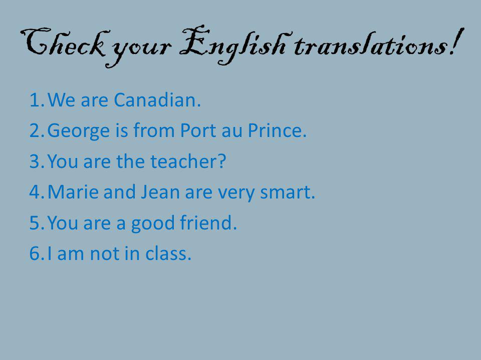 Check your English translations!