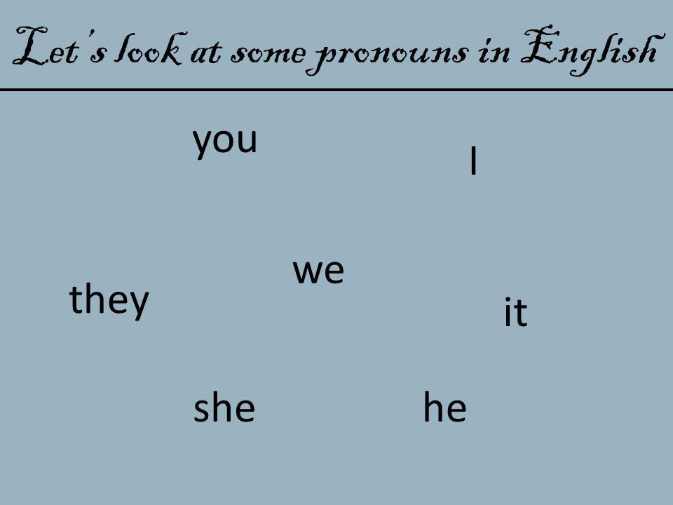 Let’s look at some pronouns in English