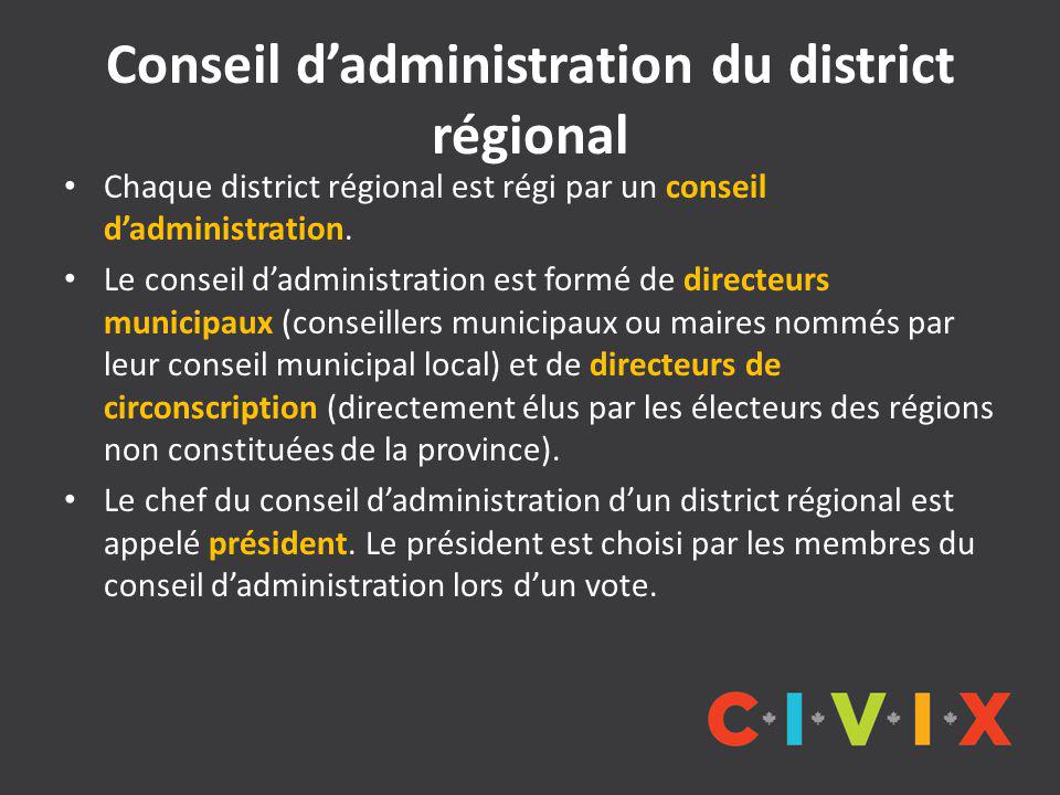 Conseil d’administration du district régional