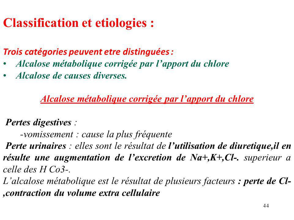 Classification et etiologies :