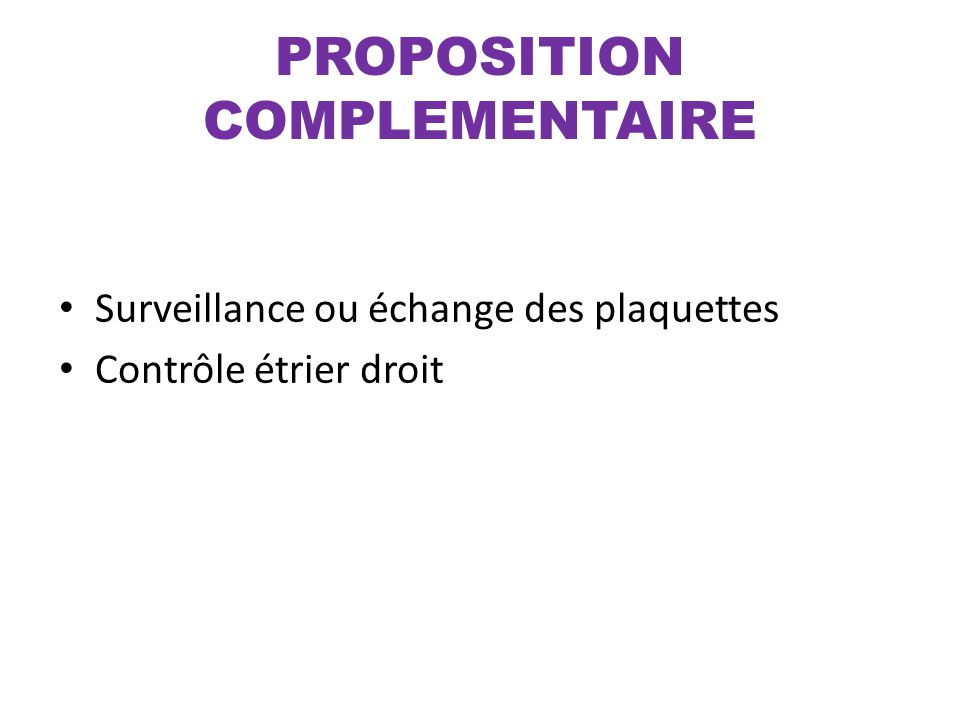 PROPOSITION COMPLEMENTAIRE